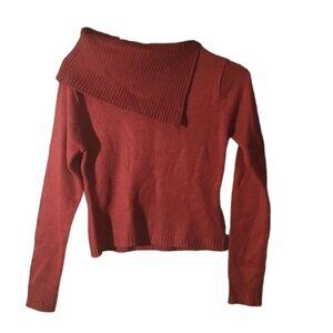 Us Three Large Cowl Neck Red Sweater